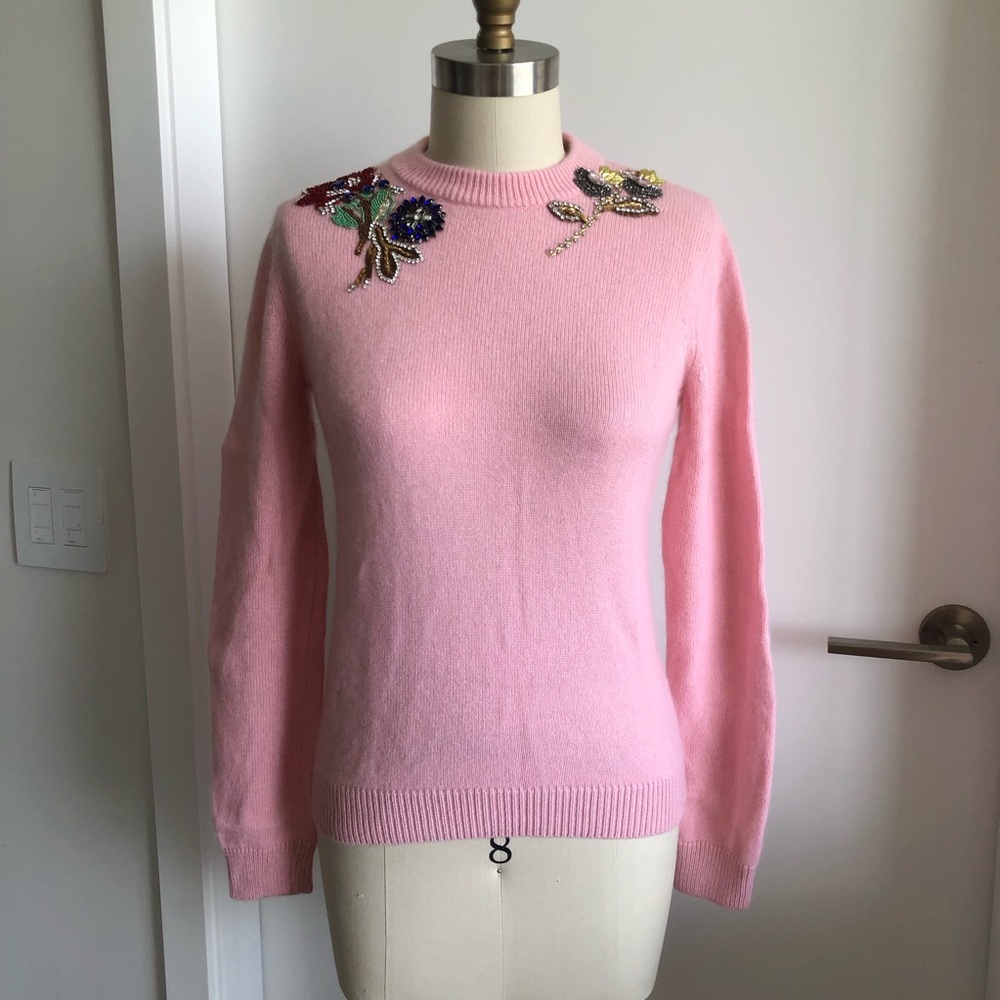 Beaded Pink Cashmere Sweater